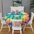 thumbnail image 2 of Colorful Rainbow Tie Dye Spiral Pattern Round Tablecloth 60"x60",Wrinkle Wipeable Table Cloth for Kitchen Dining Room Picnic Patio Party, 2 of 6