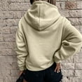 thumbnail image 5 of Daznico Sweatshirt for Women Womens Down Pocket Hooded Sweatshirts Pullover Sleeve Button V Drawstring Hoodies Neck Women's Hoodies & Sweatshirts Khaki L, 5 of 9
