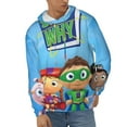 thumbnail image 2 of Super Why Men's Hoodie With Color Drawstrings Sweatshirt Hooded Pullover Print Winter Coat Jacket Medium, 2 of 9