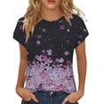 thumbnail image 2 of YLHFASHION Hauts d'Été pour Femmes T-Shirts à Manches Courtes Col Rond Mignon Tendance Tuniques Blouses Liquidation T-shirt à Manches Courtes pour Femmes, 2 of 4
