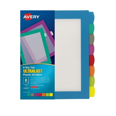 ultralast big tab plastic dividers 8 tabs 1 set multicolor 24901