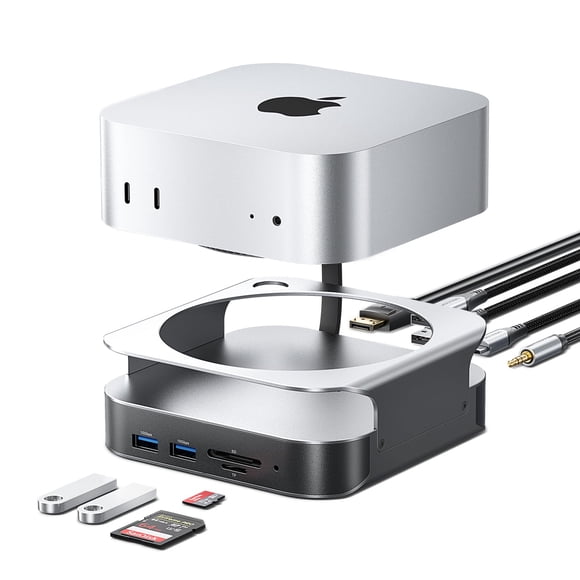 Base Dock VENTION para Mac mini M4/M4 Pro con Hub 10 en 1 Plateada