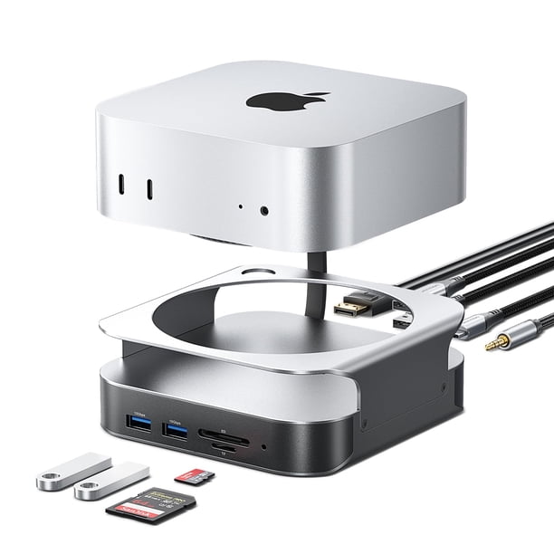 Base Dock VENTION para Mac mini M4/M4 Pro con Hub 10 en 1 Plateada