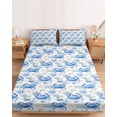 thumbnail image 2 of King Size Fitted Sheet Set - Blue Crab Coastal 3 Piece Bedding Sets 16" Deep Pocket Fitted Sheet with 2 Pillowcases, Summer Beach Nautical Starfish Brushed Microfiber Hotel Luxury Bed Sheets, 2 of 9
