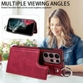 thumbnail image 5 of Nalacover for Samsung Galaxy S22 Ultra Wallet Case with Card Slots & Metal Finger Ring, Durable PU Leather Back Double Magnetic Botton Flip Kickstand Purse Shockproof Phone Case,Red, 5 of 10
