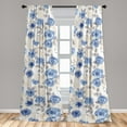 thumbnail image 2 of Floral Window Curtains, Winter Garden Sketch Style Roses Illustration With Leaves Print Artwork, Lightweight Decor 2-Panel Set with Rod Pocket, Pair of - 28"x84", Blue Pale Grey Cream, by Ambesonne, 2 of 3