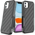 thumbnail image 2 of TJS for iPhone 11 Phone Case, [Military Grade] Noble Lined Shockproof Dual Layer Hybrid Protective Cover (Black/Grey), 2 of 6