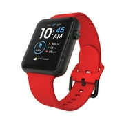 iTech Fusion 3 Unisex Adult Rectangular Smart Watch, Solid Red, Silicone Strap