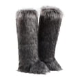 thumbnail image 2 of Cozy Winter Knee High Boots Faux Fur Pull-On Warm Suede Comfortable Fashion Flat Shoes for Women - Perfect for Outdoor & Indoor Wear, Fashionable Round Toe EdgyElongate Dressy Party Boots, 2 of 7