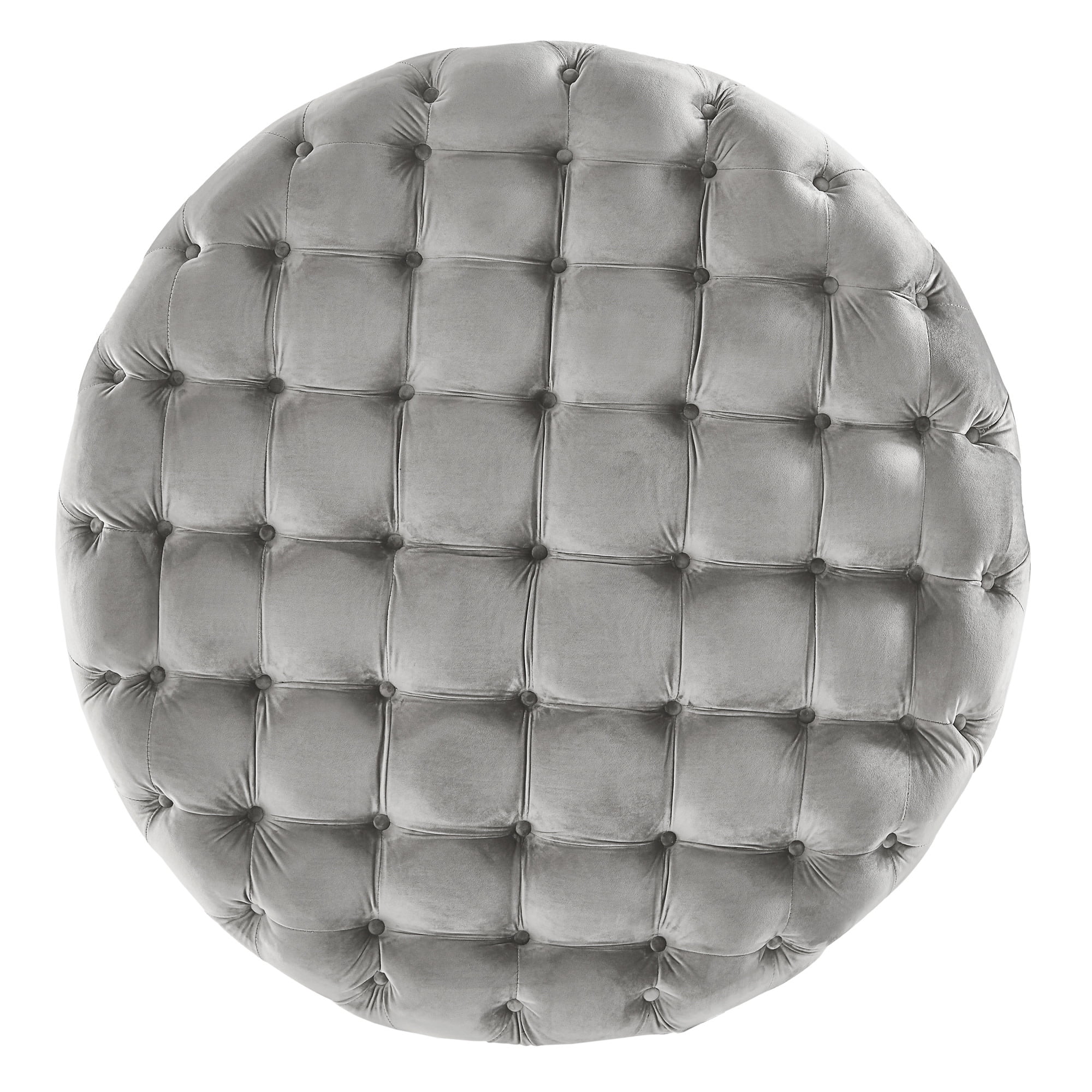 Weston Home Bowman Round Velvet Ottoman, Grey
