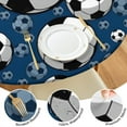 thumbnail image 4 of Blue Soccer Balls Pattern Round Fitted Tablecloth with Elastic Edge,Dining Table Cover Waterproof,Outdoor Round Tablecloth for Camping,Dining,Indoor and Outdoor, 4 of 7