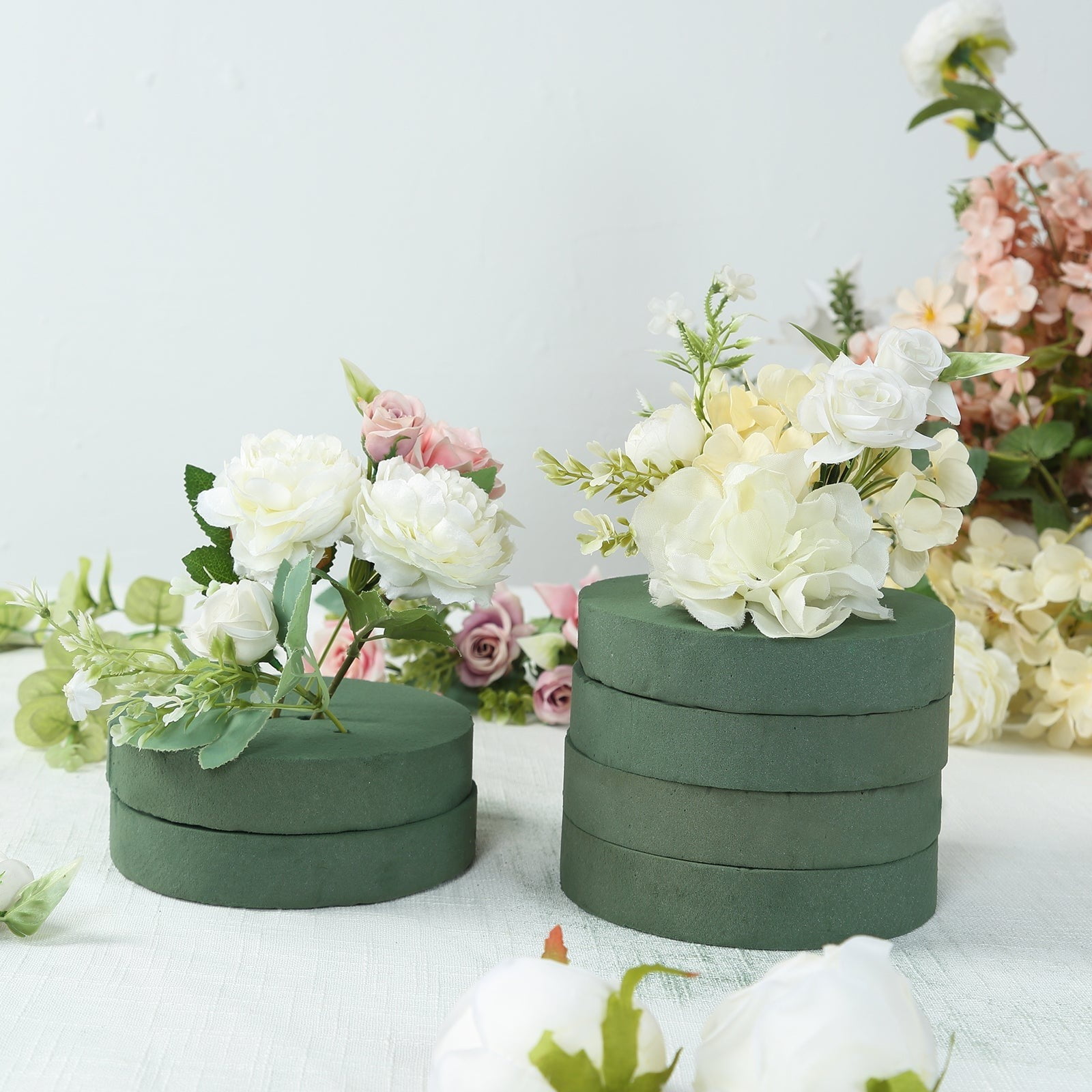 BalsaCircle 6 Green 6 in Round Floral Foam Blocks for Fresh Flowers for Fresh Flowers Wedding Party Events Home Crafts Centerpieces Decorations Supplies