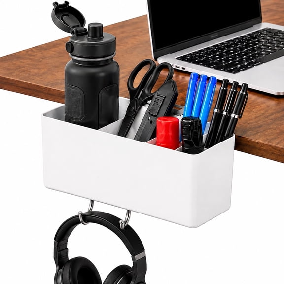 Clamp-On Hanging Craft Storage Box with Multi Pockets, Fabric Supply Organizer for Sewing, Knitting and DIY Craft Table Supplies