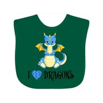 Inktastic I Love Dragons with Cute Blue Dragon Boys or Girls Baby Bib