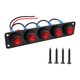 thumbnail image 2 of Panel de interruptores basculantes impermeable que reemplaza interruptor de encendido y apagado precableado. Panel de luz LED roja para camiones, 5 pandillas, 2 of 8