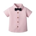 thumbnail image 3 of XAOFW Toddler Boys Girls Back To School Shirts Short Sleeve Lapel Collar Button Front Striped Shirts Child Kids First Day Of School Shirts Comfortable Tops 2-3 Years, 3 of 8