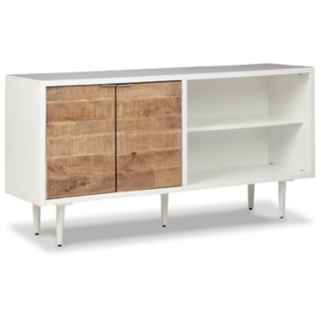 Signature Design by Ashley Shayland Contemporary Accent Cabinet or TV Stand  White & Brown