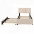 thumbnail image 6 of Twin Size Particle Board and MDF+Teddy Fleece Platform Bed with Trundle, Beige, No Box Spring, for Bedroom, 6 of 22