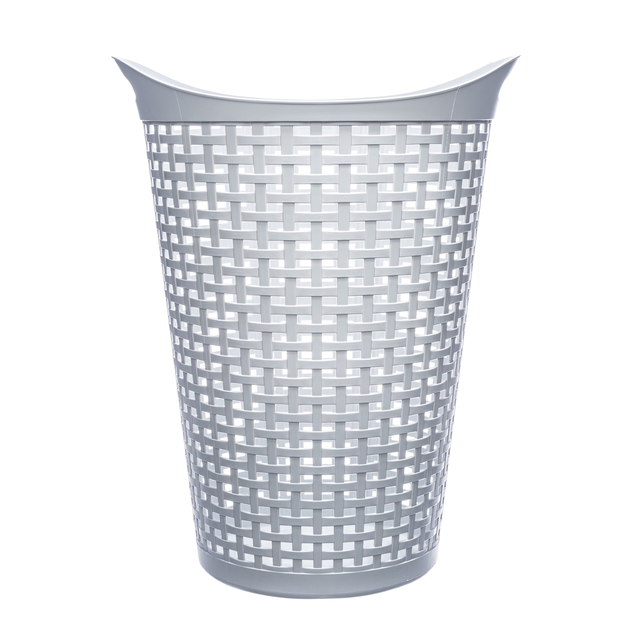 Mainstays Flexible Round Wicker Plastic Laundry Hamper, 3 Pack, Soft Silver