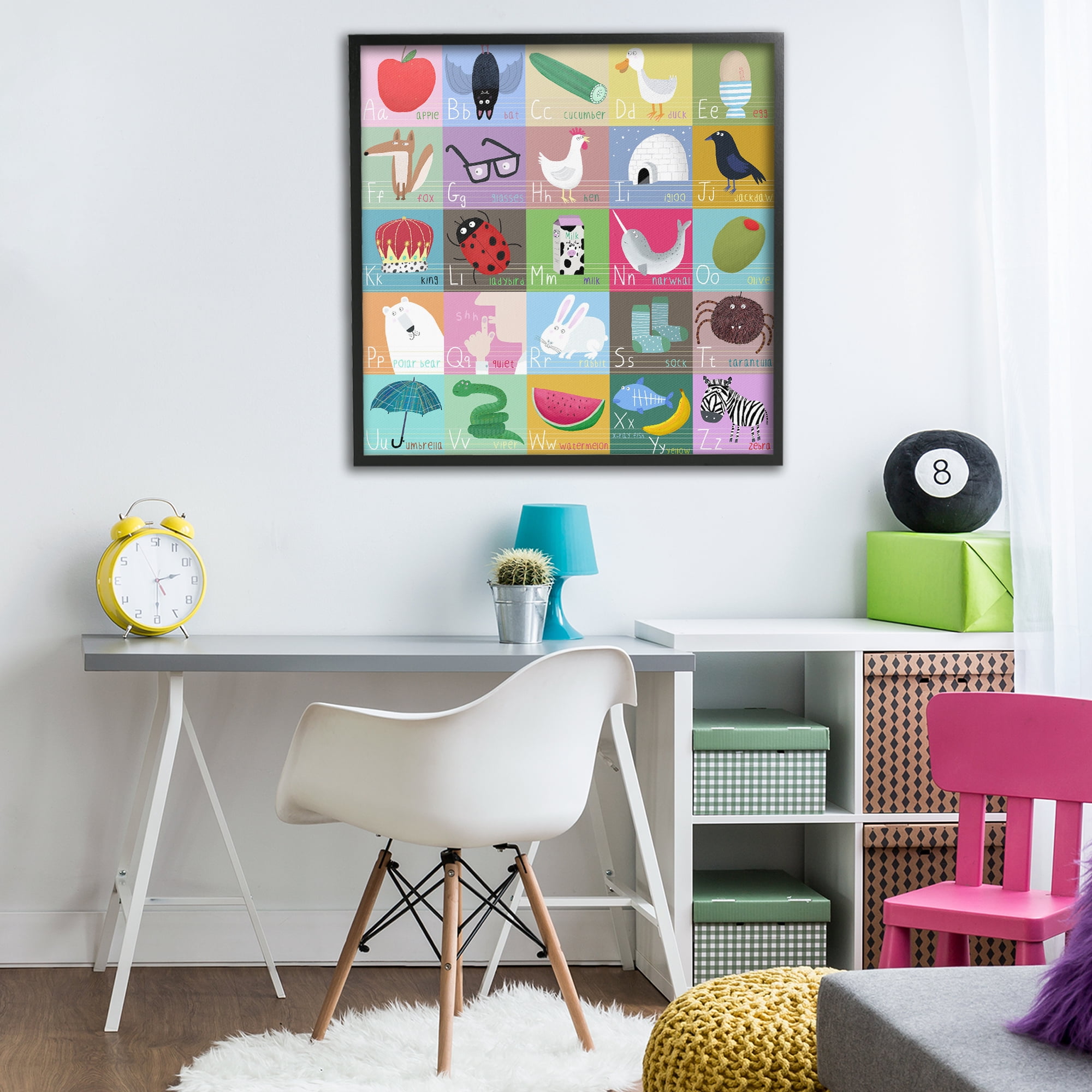Stupell Industries Alphabet Learning First Words Black Framed Giclee Art, design by Carla Daly