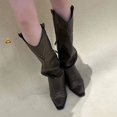 thumbnail image 3 of Botas de alta costura occidental con punta puntiaguda vintage para mujer 39, 3 of 5