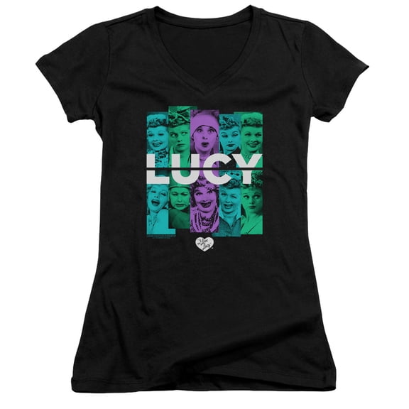 I Love Lucy Shades Of Lucy Junior Women's T-Shirt V-Neck Black