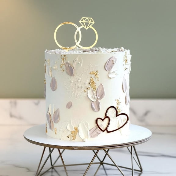 Diamond Ring Cake Toppers, Acrylic Love Heart Cake Toppers for Cake Decorations