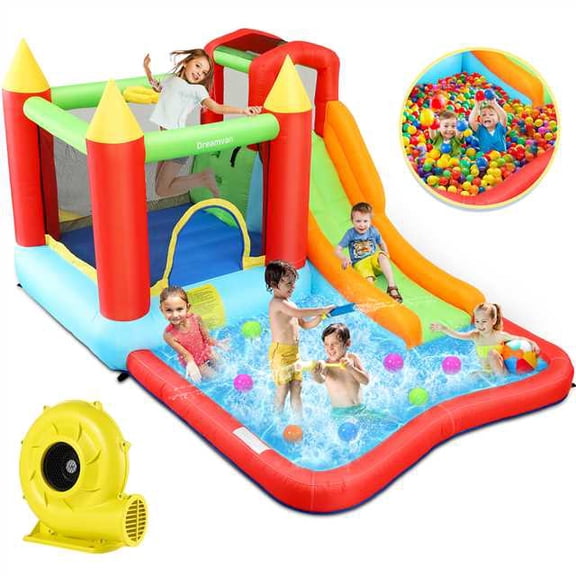 Funcid Bounce House for Kids, Inflatable Bounce Castle with Blower, Backyard Party for Indoor Outdoor, Amusement for Kids 3-12 (146" x 103" x 73")