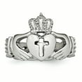 thumbnail image 4 of Claddagh en Acier Inoxydable Poli avec Anneau Croisé Taille 11, 4 of 7
