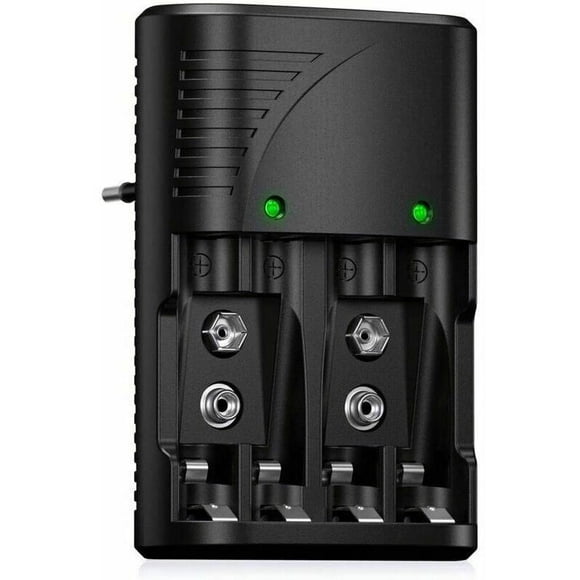 Universal Battery Charger for AA/AAA/9V, 6802 Fast Charger for AA/AAA or 9V NI-MH Rechargeable Batteries, with LED Indicator, Worldwide Voltage...