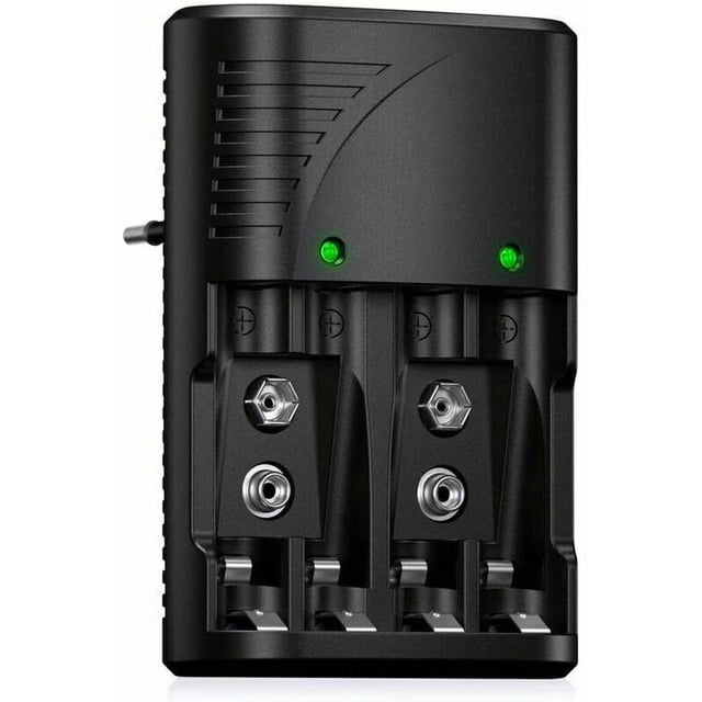 Universal Battery Charger for AA/AAA/9V, 6802 Fast Charger for AA/AAA or 9V NI-MH Rechargeable Batteries, with LED Indicator, Worldwide Voltage...