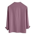 thumbnail image 5 of Elvqul Mens Cotton Shirts Long Sleeve Under $5 Casual Pull on Purple Fashion V-Neck Tees Plain Drawstring Shirts, 5 of 5