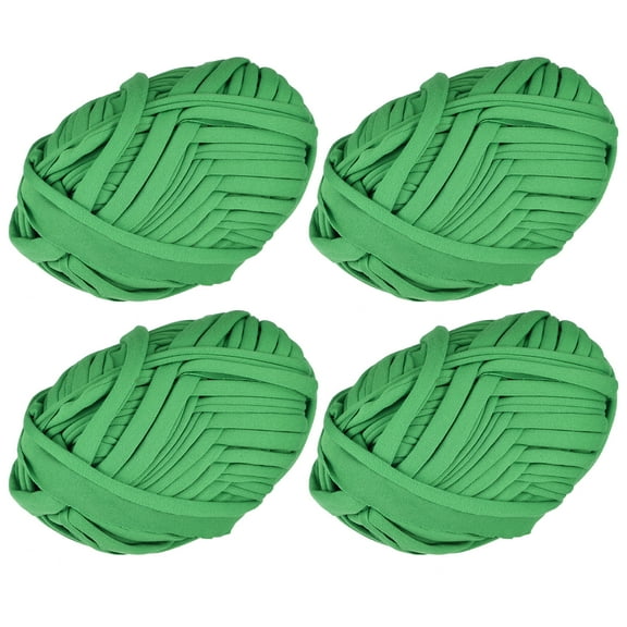 Elastic Fabric Cloth Yarn, 14.11oz/ 400g T Shirt Crochet Yarns for DIY Bag Carpet Cushion 4 Rolls, Grass Green