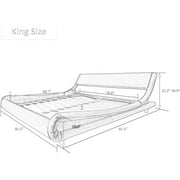Allewie King Size Platform Bed Frame with Curved Adjustable Headboard, 100% Fabric Upholstered Style, 10'' Mattress Recommended, Grey