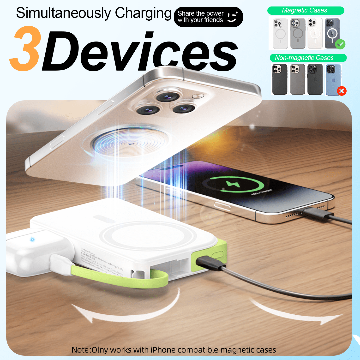 Magnetic Portable Charger, 10000mAh Wireless Power Bank 22.5W Fast Charging Battery Pack Compatible with iPhone 17/16/15/14/13 Series, White