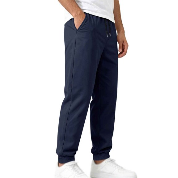 cfhntfmh Mens Cargo Pants Casual Loose Jogger Sweatpants Drawstring Elastic Waisted Workout Pants with Pockets (Navy,X-Large)