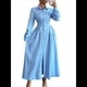 thumbnail image 3 of Vestido de Larga para Mujer, con Botones, Maxivestido de Cóctel y Trabajo. Azul S, 3 of 9