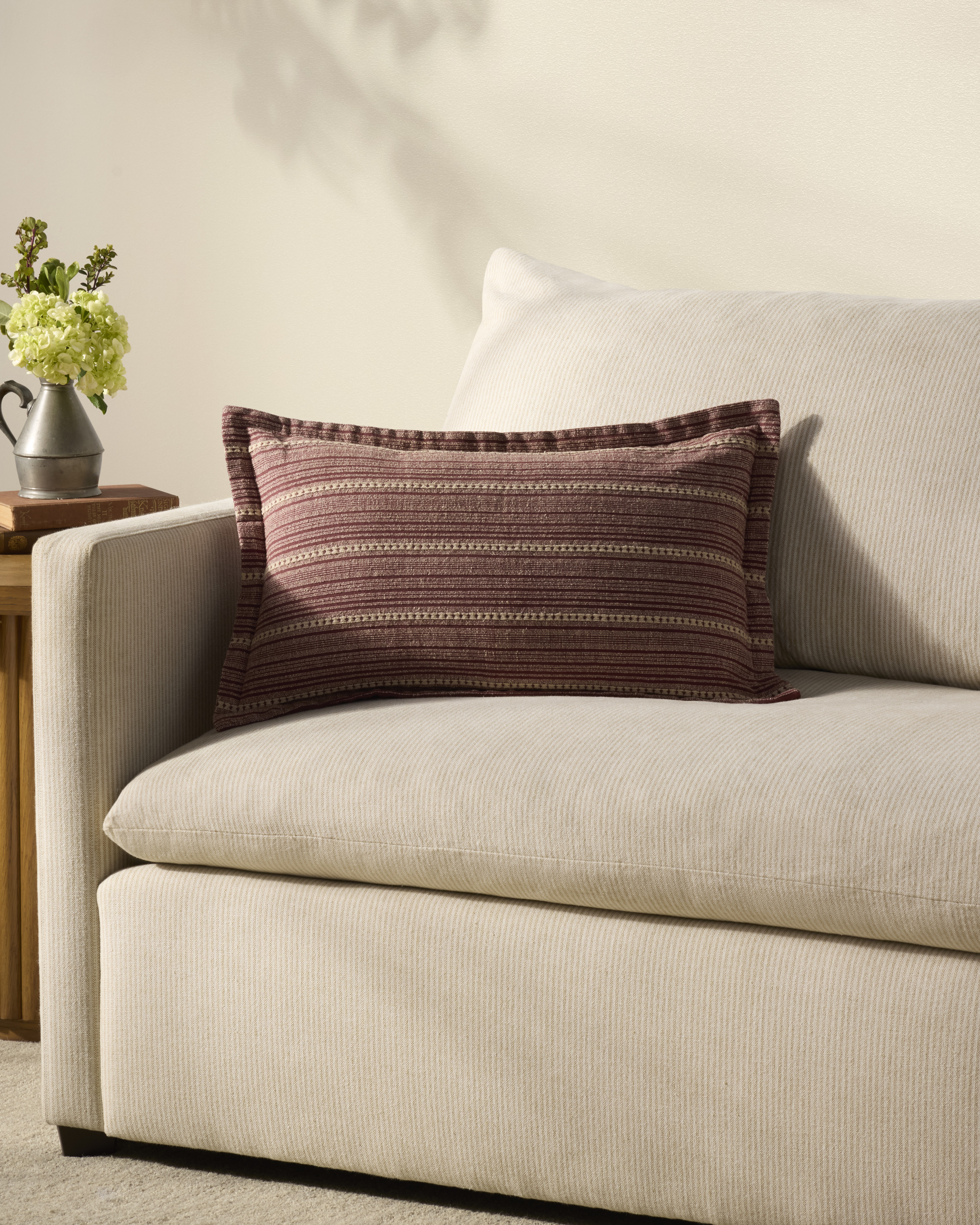 Chris Loves Julia x Loloi Howie Wine / Natural 13'' x 21'' Decorative Pillow