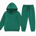 thumbnail image 4 of UAYOTSE Kids Plain Long Sleeve Hoodie With Front Pocket Loose Fit Jogger Pants 2 Piece Versatile Multi Color Daily Casual Outfit Set,Sizes 8-9 Years, 4 of 4