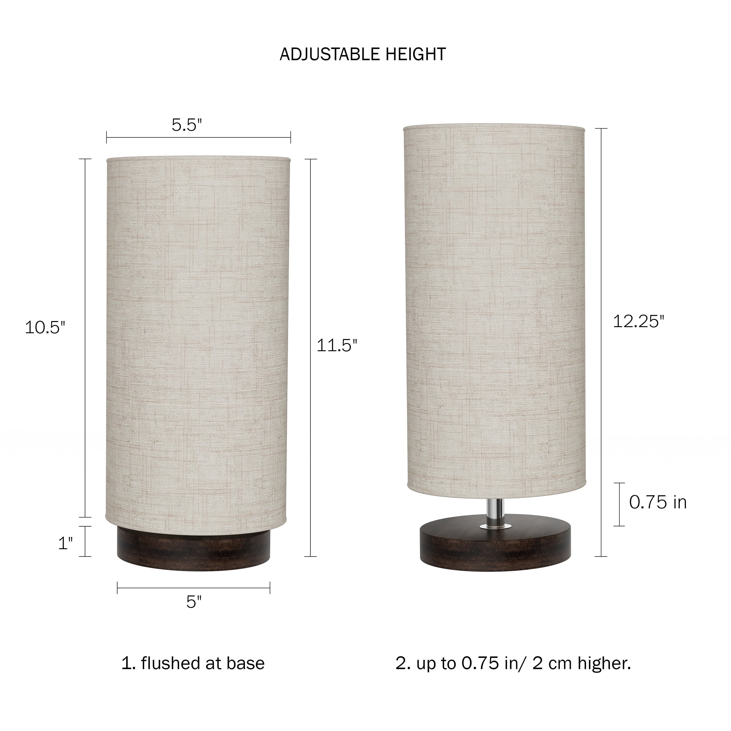 Lavish Home Cylinder Lamp with Wood Base-Modern Light with LED Bulb Included Adjustable Height