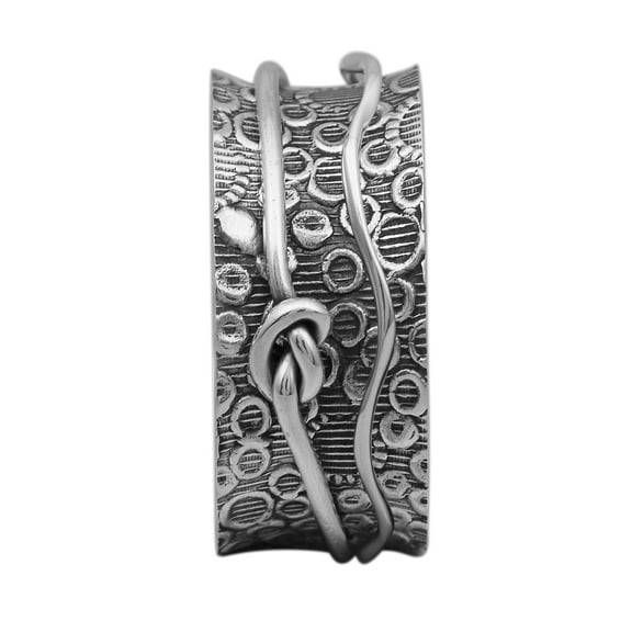 Love Knot Texture Design Meditation Anxiety 925 Silver Spinner Unisex Band