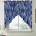 thumbnail image 2 of Vintage Wave Lines Swag Valances for Windows 2 Pack, Kitchen Window Curtains 36 Inch Length, Classic Minimalist Striped Navy Blue Privacy Swag Curtains for Living Room/Bathroom 36"x36", 2 of 8