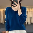 thumbnail image 3 of TRUBKH Women's Sweaters V Neck Tops Long Sleeve Shirts Knit Tops for Women Fall Casual Sweater Drop Shoulder Sweaters Business Casual Outfits for Women Flowy Top Fall Tops for Women Blue L, 3 of 3