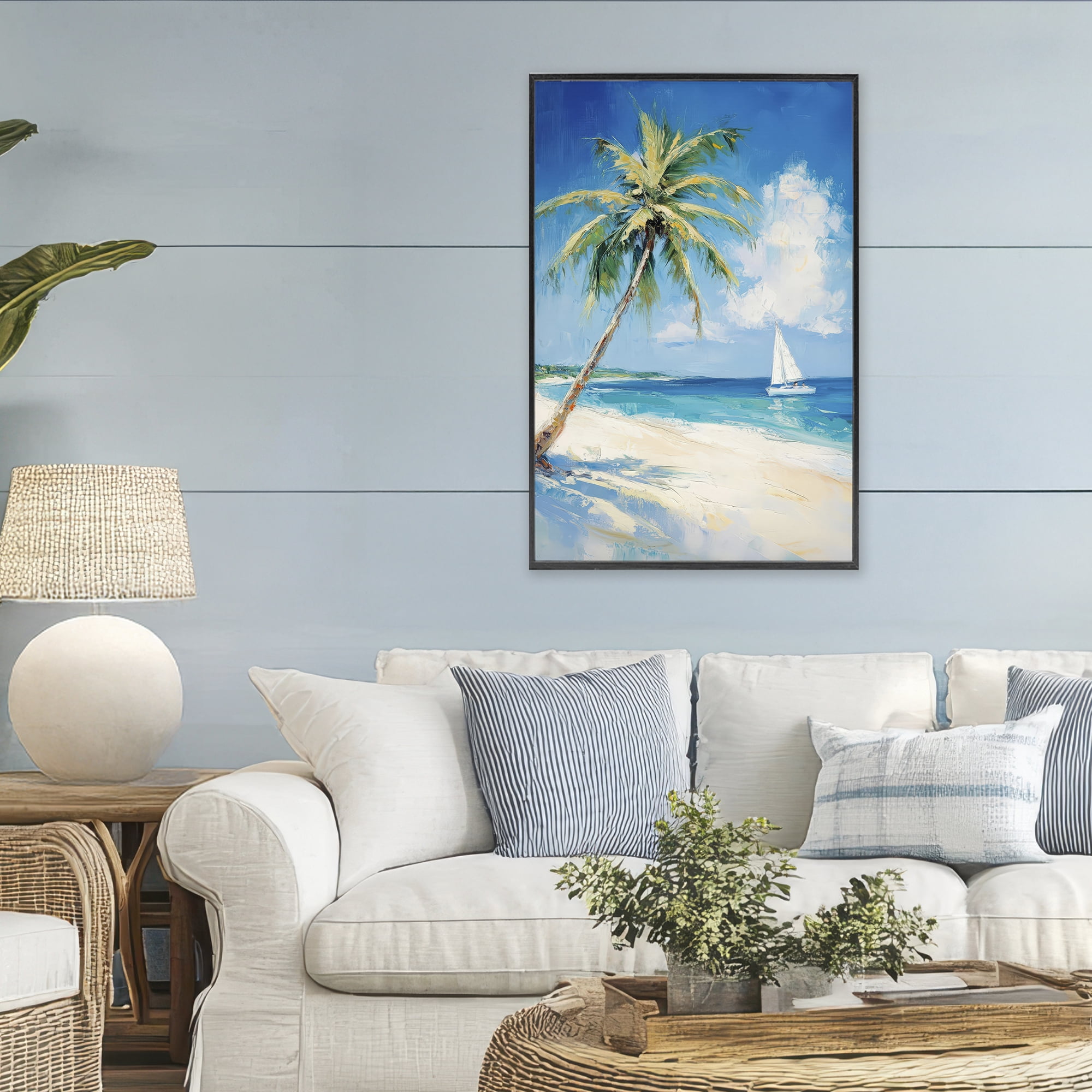 Stupell Industries White Clouds & Sails Black Framed Giclee Art, design by Petal Prints Design