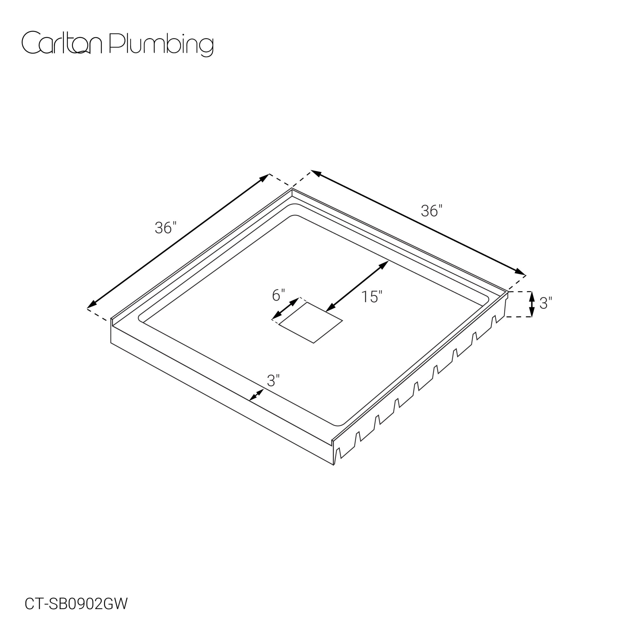 Marquette 36 x 36 Shower Pan Base with Center Drain in Glossy White