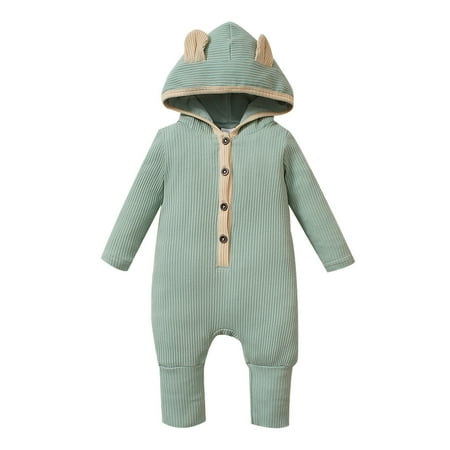 

dmqupv Footless Zipper Pajamas Baby Boy Boys Girls Long Sleeve Ribbed Solid Color Button 18month Boy Romper Light Blue 0-3 Months