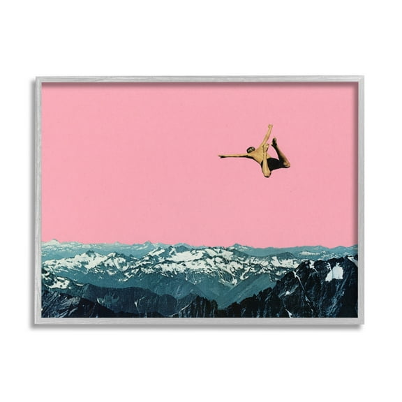Bold Mountain Pink Sky Contrast Person Abstract Design Abstract Graphic Art Framed Art Print Wall Art