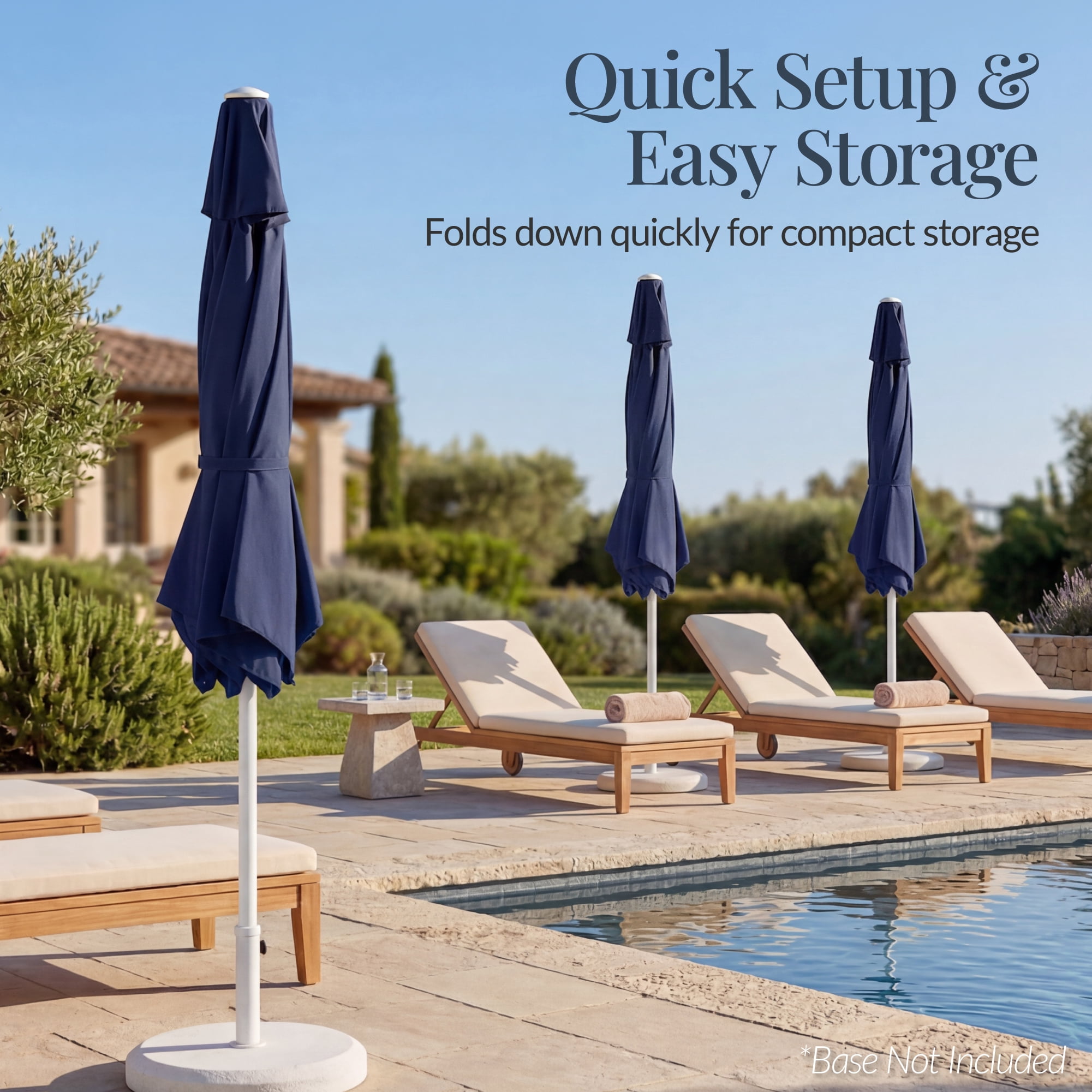 Best Choice Products 7.5ft Patio Umbrella White Pole, Outdoor Market Umbrella Steel Pole - Navy
