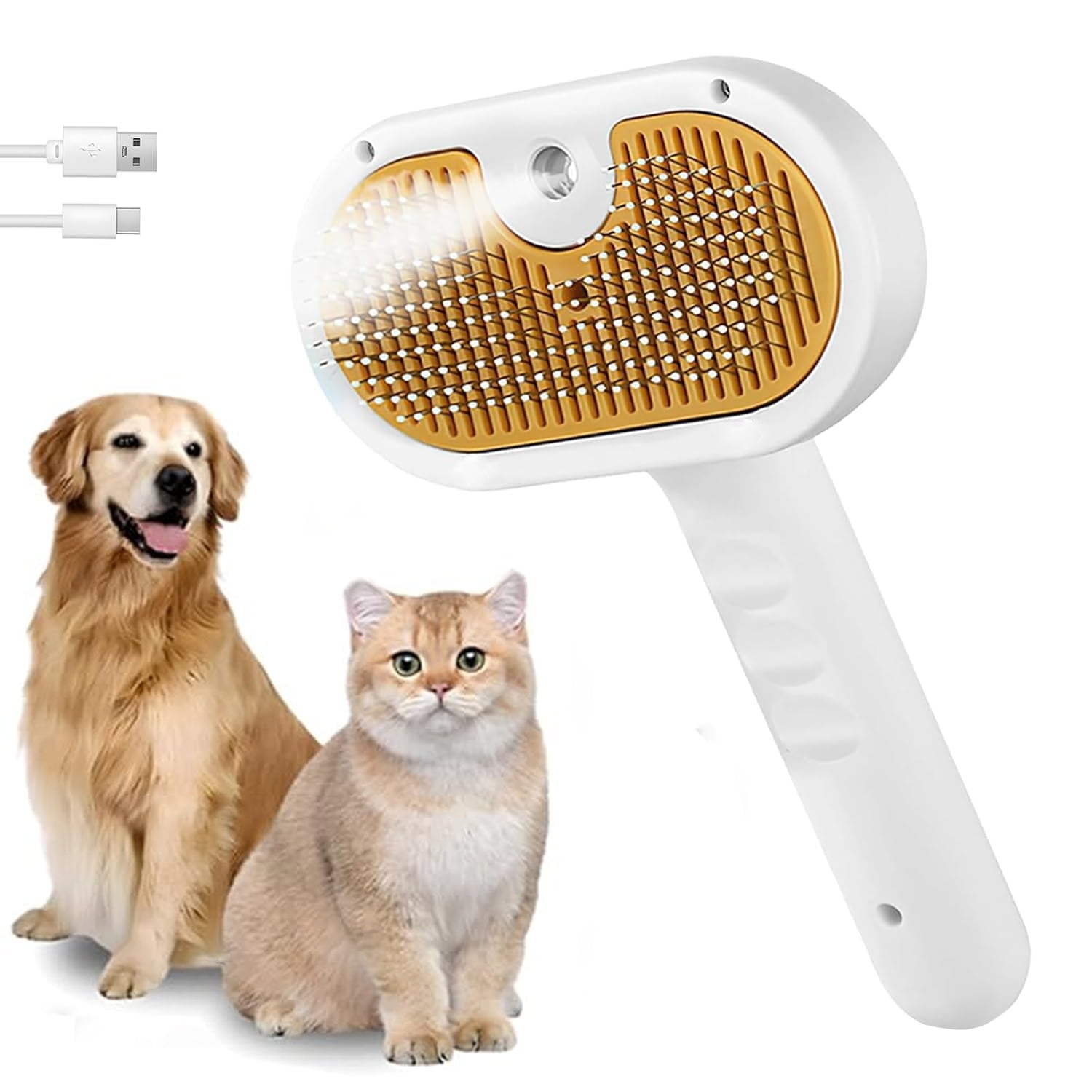 Pet Steam Brush for Dog & Cat – Spray Hair Removal Comb – Steam Brush for Shedding & Grooming – Water Brush for Long & Short Haired Pets – Spritz Defur Comb