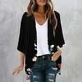 thumbnail image 2 of Short Sleeve Cardigan for Women, Women's Beach Kimonos Coverup 3/4 Sleeve Sheer Chiffon Cover Ups, Loose Casual Open Front Cardigan Boho Tops Multicolor 5XL, 2 of 5